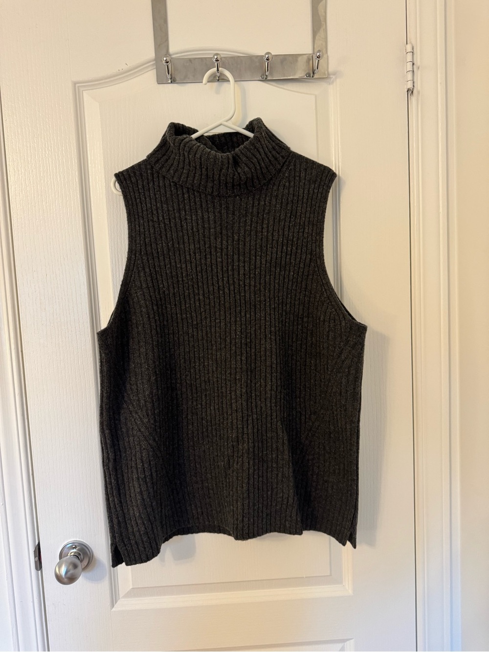 J. Crew Charcoal Ribbed Sleeveless Turtleneck Sweater